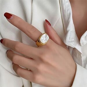 18K Gold Plated Minimalist Retro Style Statement Gold Statement Band Ring Gift